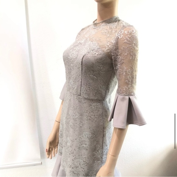 Chi Chi London Tulle Lace Prom Midi Dress - Grey - Picture 12 of 16